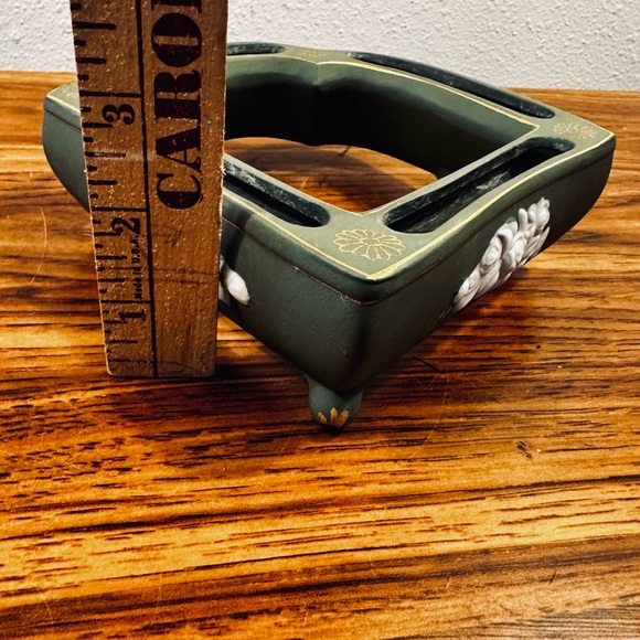 Vintage Jasperware Flower Ring Green Footed No Chips/Cracks - Picture 9 of 9